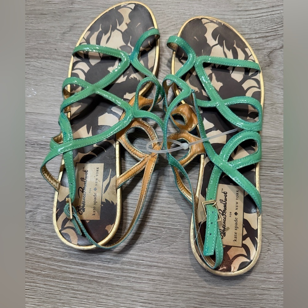 Kate Spade Emerald and Tan Strappy Sandals - Picture 2 of 5